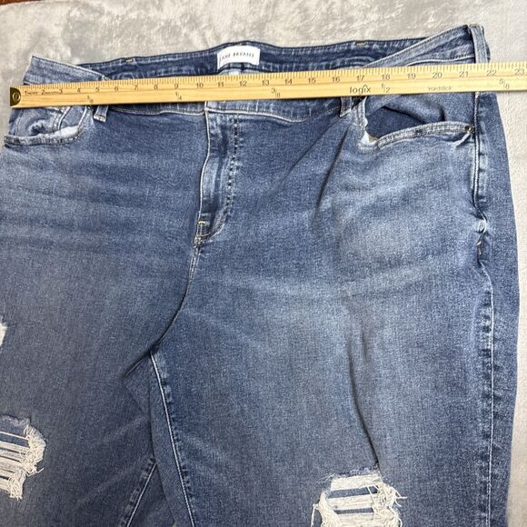 Lane Bryant Women’s Mid-Rise Boyfriend Jeans 24 Blue Distressed Flex Magic Waist - Picture 2 of 6